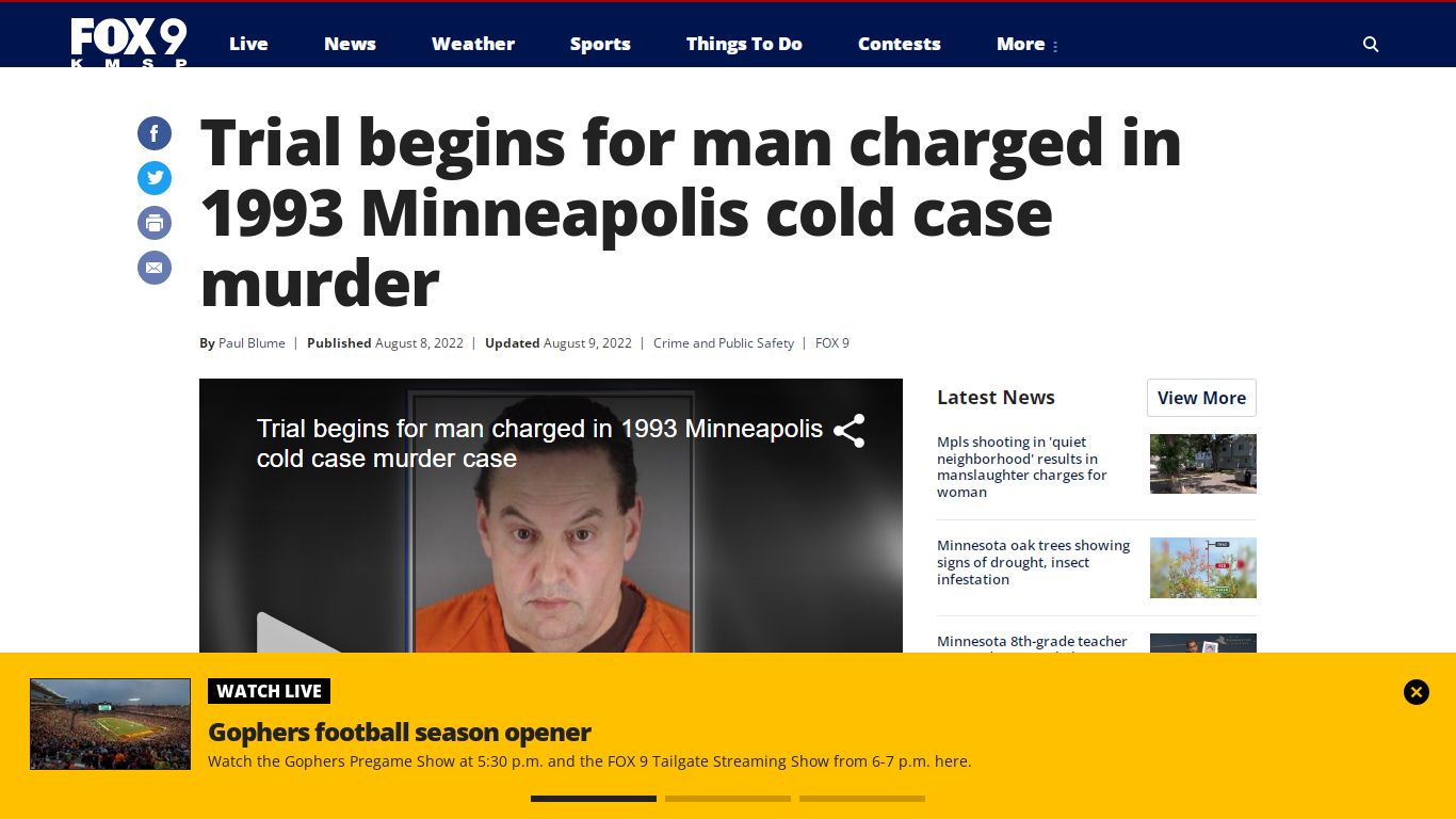 Trial begins for man charged in 1993 Minneapolis cold case murder